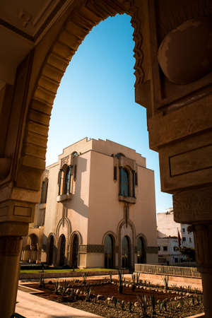 Partial view of the museum area of The Hassan II Mosque - large, elaborate oceanfront mosque, built in 1993, with intricate decor & a soaring, 210-m. minaret.のeditorial素材