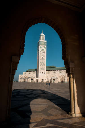Panoramic view at the Mosque of Hasan II. in Casablanca. Casablanca is the largest city in Morocco.のeditorial素材