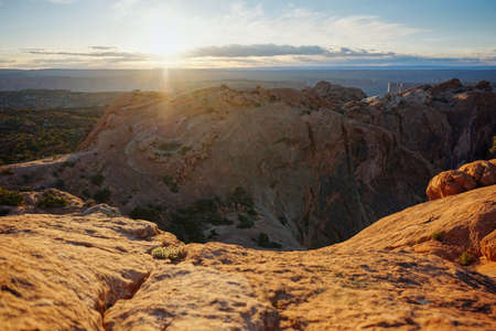 Rocks in a valley at a National Park in Utah.の写真素材