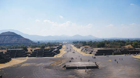 Pyramids from Teotihuacan in Mexico from a high vantage point.の写真素材