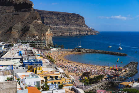 Bay and surrounding mountains at Puerto de Mogan, Gran Canaria, Canary Islands