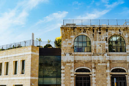 A building in Israel with a nice blue sky behind itの写真素材