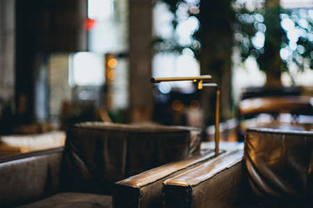 Leather chairs and a reading lamp