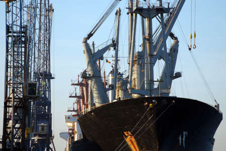 Loading a sea ship in the port of Antwerpの写真素材