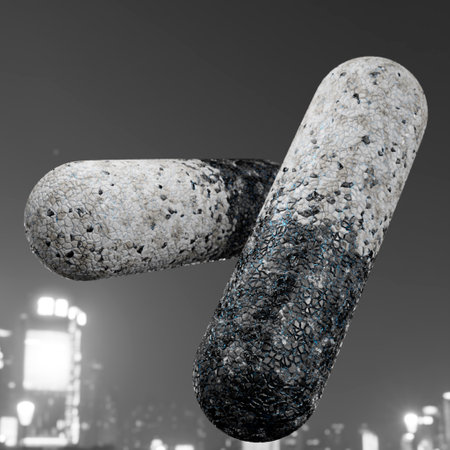 Abstarct 3D design. Pills out of cracked marble /