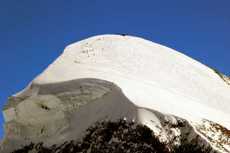 Breithorn is a mountain located on the border between Switzerland and Italy  It is considered the most easily climbed 4,000m Alpine peak の写真素材