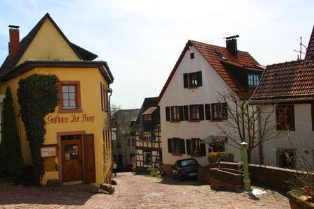 Narrow street of small village in southern Germanyのeditorial素材