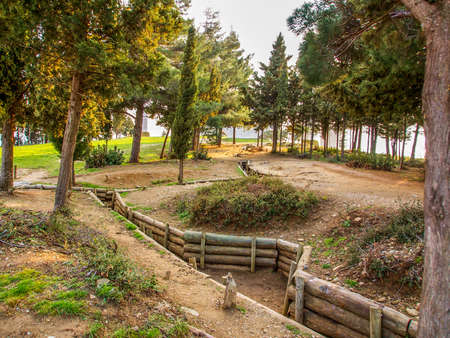 Tenches on the Gallipoli battlefield from 1915の写真素材