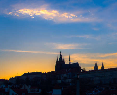 Sunset at St. Vitus Cathedral of Prague Castleのeditorial素材