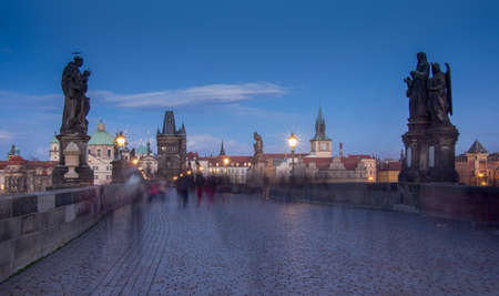 Sunset on the Charles Bridge in Pragueのeditorial素材