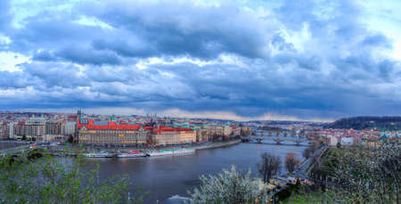 Prague and The Vltava River, Czech Republicのeditorial素材
