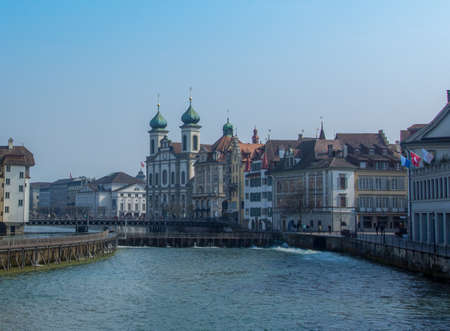 Lucerne City View With River Reussのeditorial素材