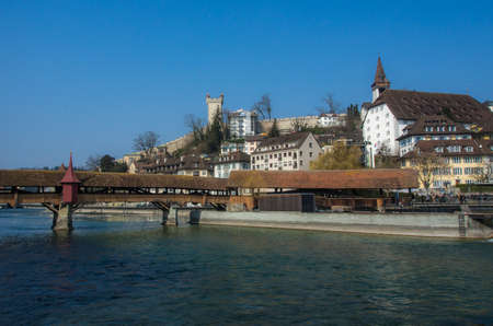 Lucerne City View With River Reussの写真素材