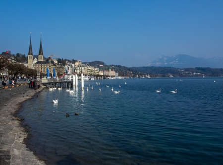 Sunny day at Lake Lucerne in Switzerlandのeditorial素材