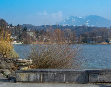 Sunny day at Lake Lucerne in Switzerlandの写真素材