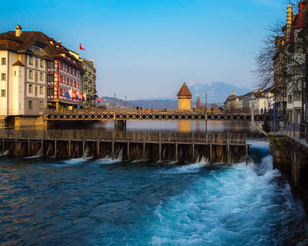 Lucerne City View With River Reussの写真素材