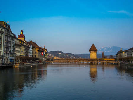 Chapel Bridge in City of Lucern, Switzerlandのeditorial素材
