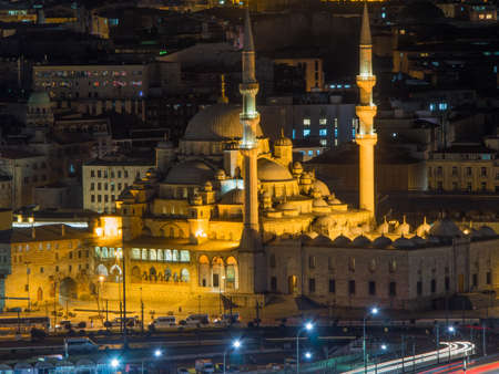 The New mosque illuminated at night.の写真素材