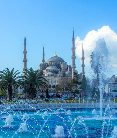The mosque is popularly known as the Blue Mosqueの写真素材
