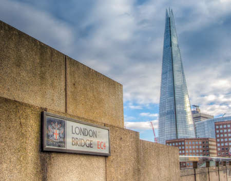 London Bridge with the Shard skyscraper on backgroundのeditorial素材