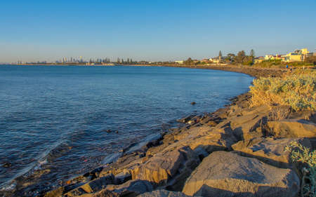 Melbourne City from Port Phillip Bayの写真素材