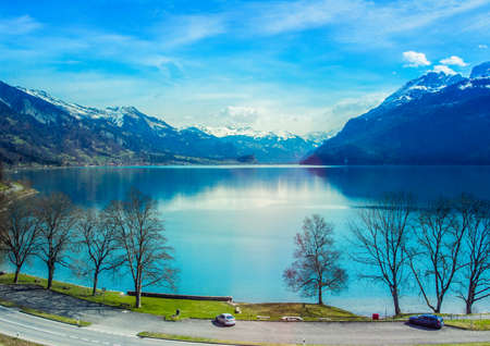 Beautiful Blue lake in Switzerland.の写真素材