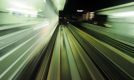 Tunnel of light from long exposure from train.