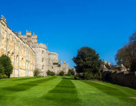 Perfect lawns outside the Castle walls of Windsor.