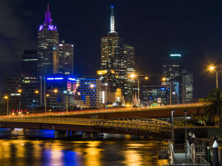 AUSTRALIA, MELBOURNE - January 31, 2015: Melbourne City and Yarra River at Nightのeditorial素材