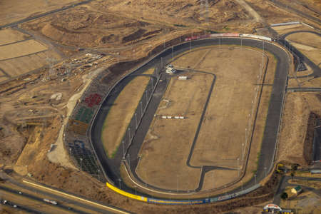 AUSTRALIA, MELBOURNE - MARCH 21, 2014: Aerial view of car racing track, Calder Park Thunderdome.のeditorial素材