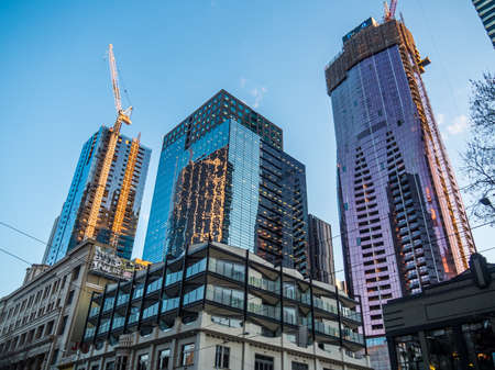 AUSTRALIA, MELBOURNE - AUGUST 23, 2016: Construction of new apartment and office buildings in Melbourne's CBDの写真素材