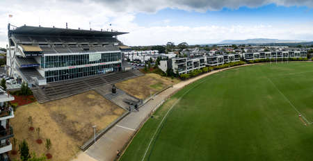 AUSTRALIA, MELBOURNE - FEBRUARY 25, 2018: Ricoh Centre is the only remaining grandstand from Waverley Park, a   77,000 seat Australian football stadium demolished in 2001. It has been turned into a state-of-the-art training and administrative facilityrnedのeditorial素材