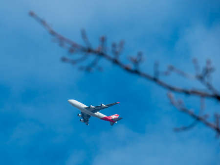 AUSTRALIA, MELBOURNE - AUGUST 24, 2016: A Qantas Boeing 747 takes off from Melbourne