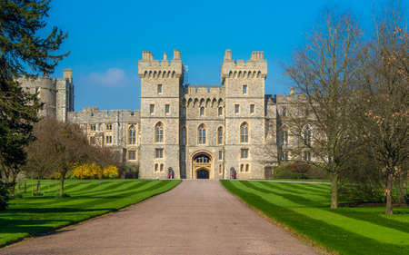 UNITED KINGDOM, WINDSOR - APRIL 7, 2015: Soldiers stand on guard at Windsor Castleのeditorial素材