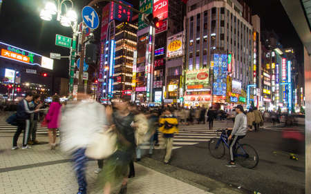 JAPAN, TOKYO - APRIL 20, 2019: Bright lights and excitement of Kabukicho in the Shinjuku entertainment districtのeditorial素材