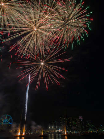 AUSTRALIA, MELBOURNE - January 26, 2015: Australia Day Fireworks Display at Melbourne's Dockland Harbourのeditorial素材