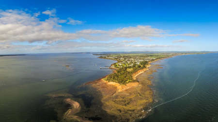 Aerial view of Corinella Peninsula in Victoria's Western Port Bay, Australiaの写真素材