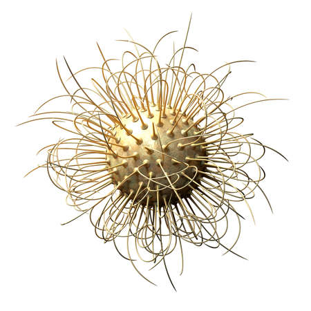 3d rendered illustration of a virus in gold color