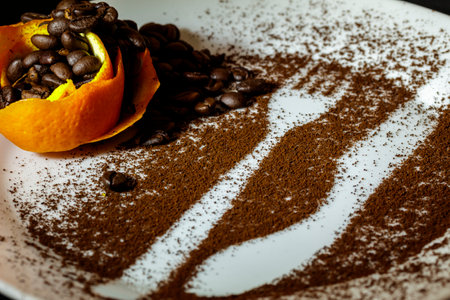 Serving plate decoratedの写真素材