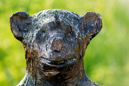 Wooden sculpture of a bearのeditorial素材