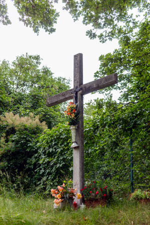A cross with the crucified Christの写真素材