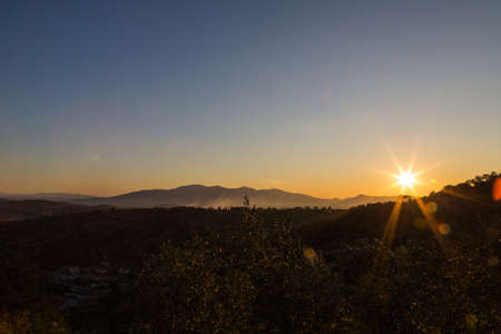 Sunset in the hills of Lucca (seen from collodi)の写真素材