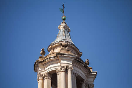 a beautiful view of Saint Agnese in Agone in Navona Square under the snowの写真素材