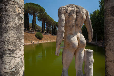 A view of Villa Adriana in Tivoli, near Rome, Italy.のeditorial素材