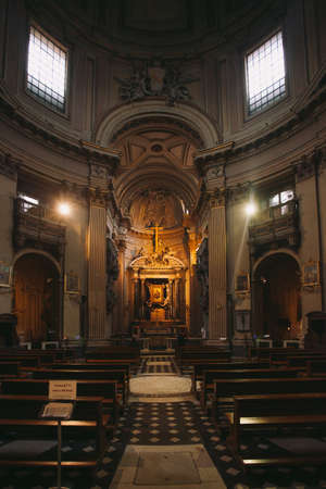 An inside view of Church of   Santa Maria dei Miracoli in front of Piazza del Popolo (People's Square) in Romeのeditorial素材