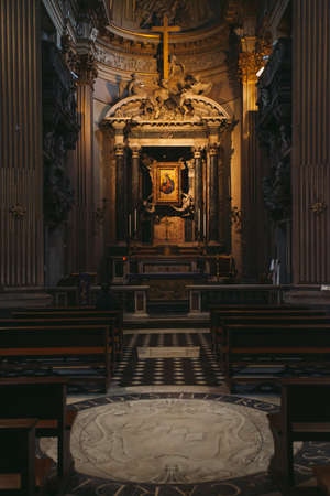 An inside view of Church of   Santa Maria dei Miracoli in front of Piazza del Popolo (People's Square) in Romeのeditorial素材
