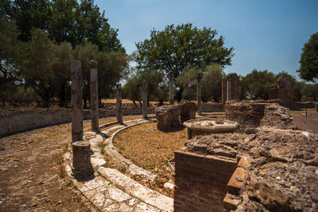 A view of Villa Adriana in Tivoli, near Rome, Italy.の写真素材