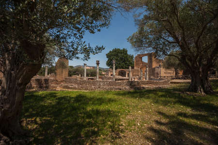 A view of Villa Adriana in Tivoli, near Rome, Italy.の写真素材
