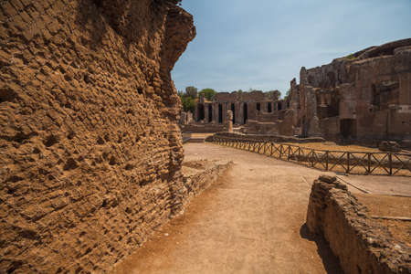 A view of Villa Adriana in Tivoli, near Rome, Italy.の写真素材
