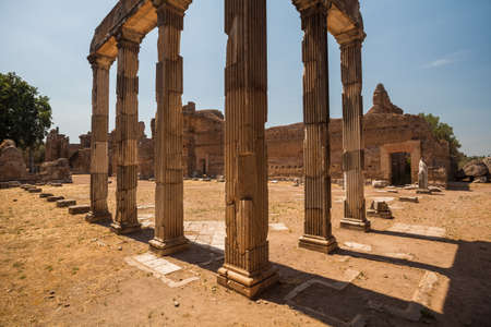 A view of Villa Adriana in Tivoli, near Rome, Italy.の写真素材